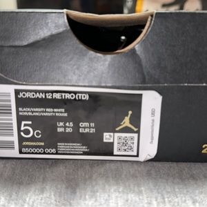 Jordan 12s black & white size 5c toddler